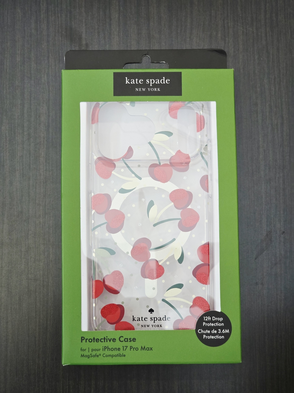 Kate Spade Clear Cherry Print iPhone Case